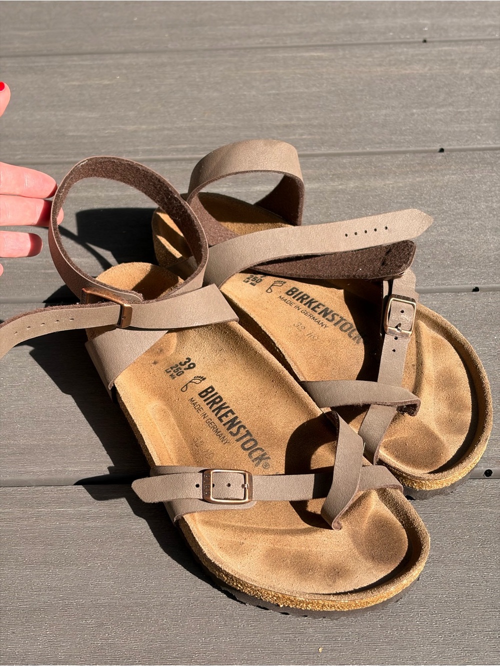 Birkenstock Women’s Taupe Strappy Suede Sandals